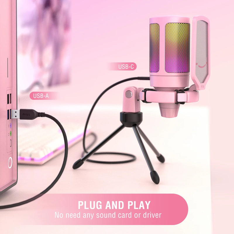 Microfone - FIFINE AmpliGame - Rosa